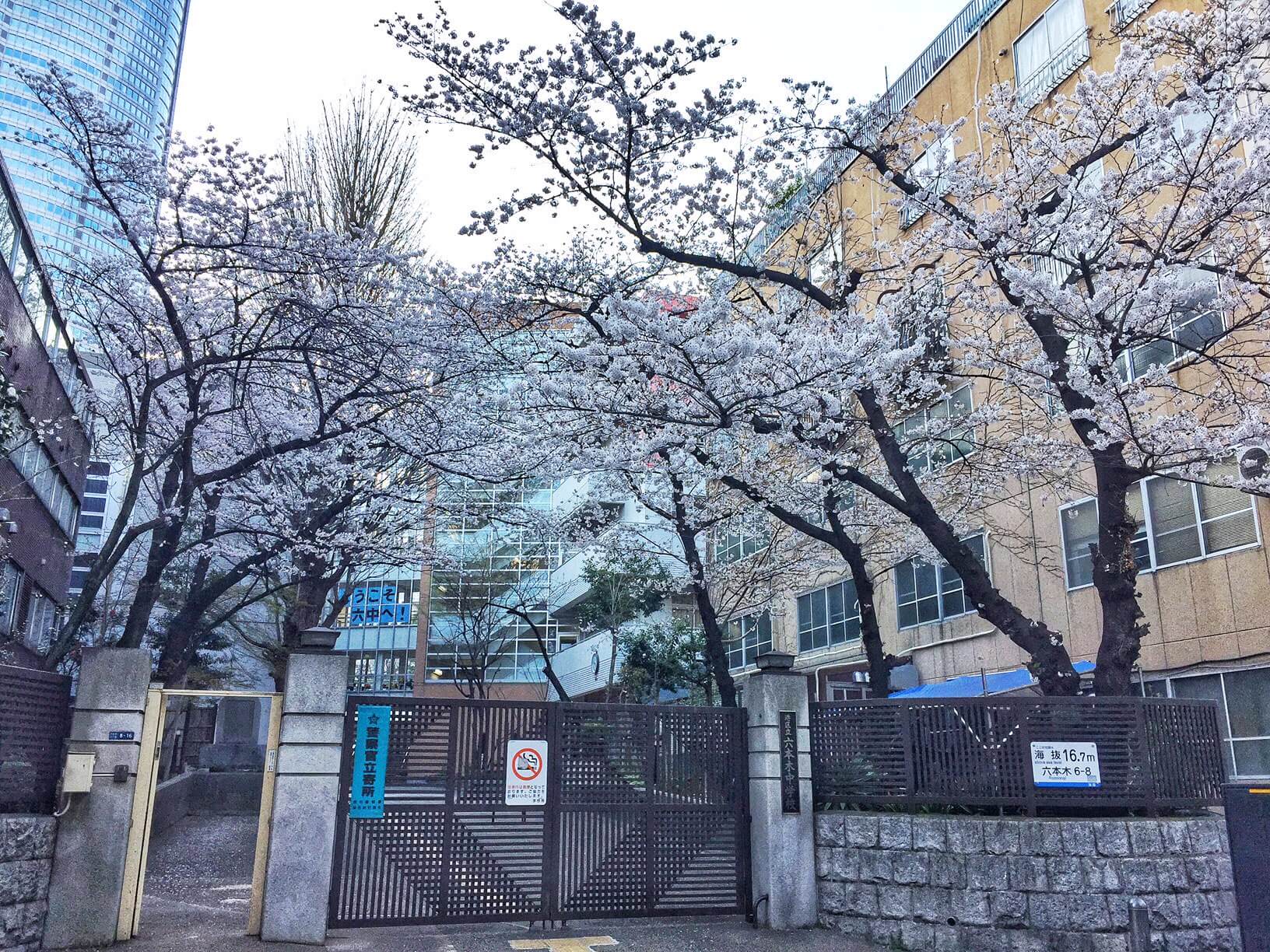 港区立六本木中学校の外観