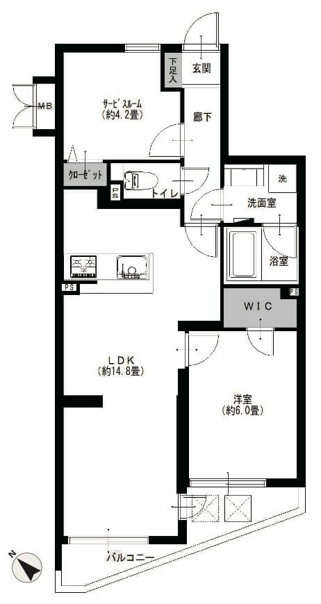 グランイーグル南蒲田302間取図|1SLDK・54.76㎡|仲介手数料無料