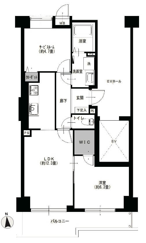 コスモ西台アーバンフォルム208の間取図|1SLDK・54.33㎡|蓮根駅徒歩8分|仲介手数料無料