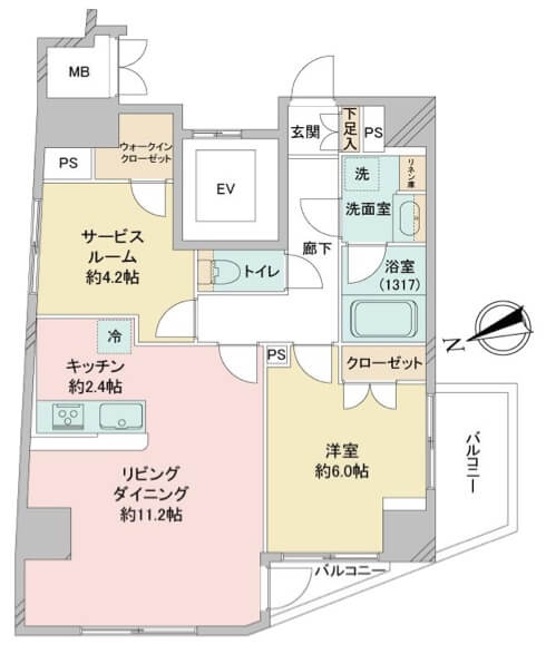 フェルクルールプレスト三ノ輪駅前9Fの間取図|1SLDK・57.66㎡|三ノ輪駅徒歩3分