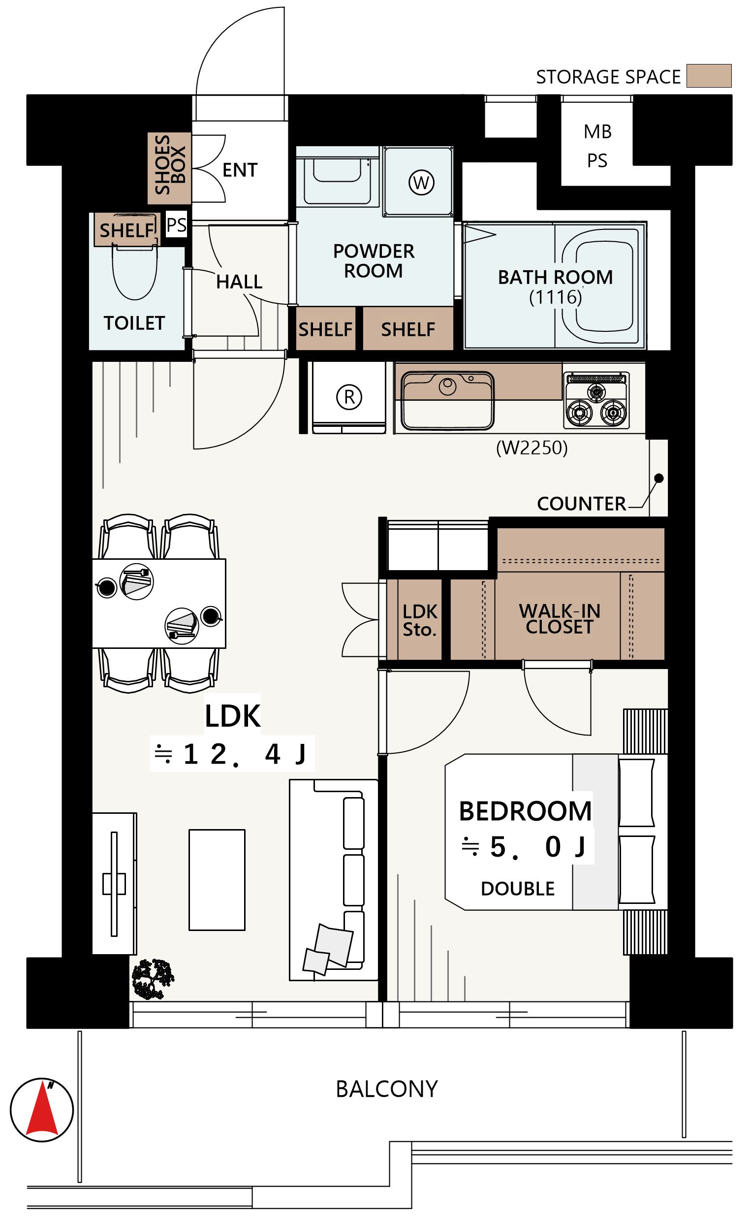 両国緑スカイハイツ311の間取図|2LDK・49.52㎡|墨田区緑