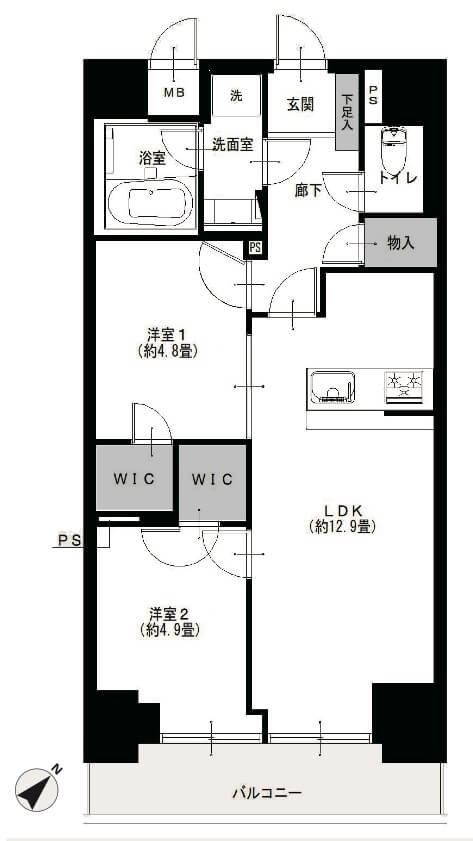 ソネット上池袋1006の間取図|2LDK・57.75㎡|北池袋駅徒歩9分