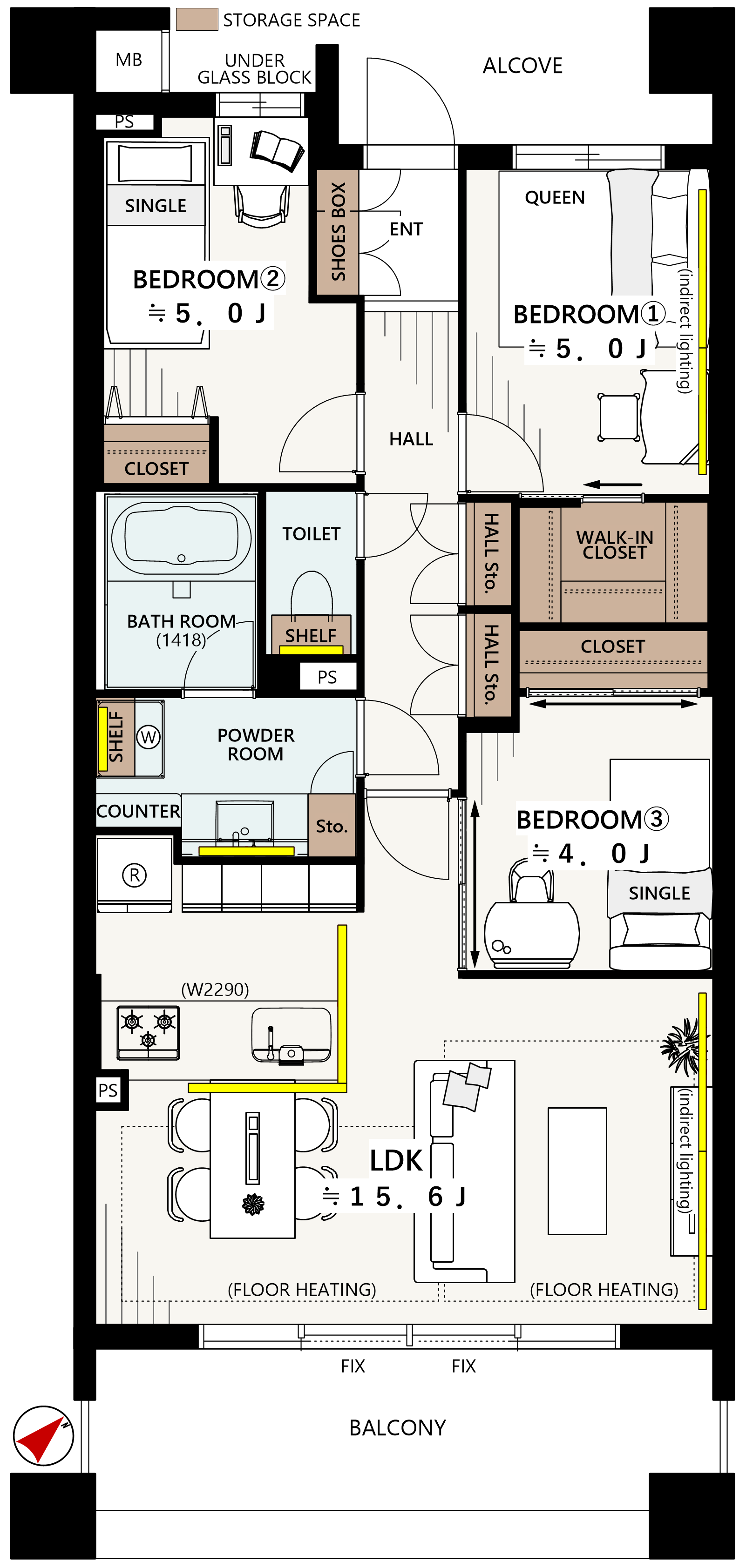 マスターテラス中野平和の森公園311の間取図|3LDK・70.08㎡|沼袋駅徒歩10分