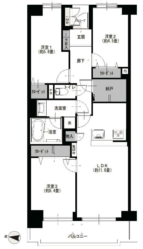 東大島ファミールハイツ1308の間取図|3LDK・67.23㎡|東大島駅徒歩1分|江東区東大島