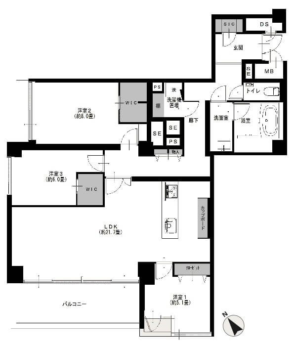 御茶ノ水ロイアルハイツ405の間取図|3LDK・102.53㎡|御茶ノ水駅徒歩7分|千代田区神田猿楽町