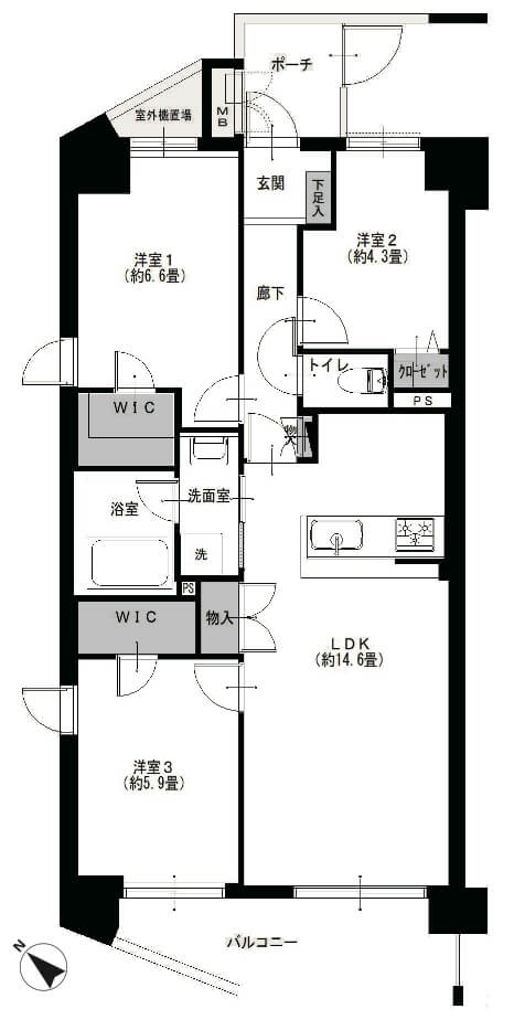 メゾン瑞江901の間取図|3LDK・69.00㎡|瑞江駅徒歩5分|江戸川区南篠崎町