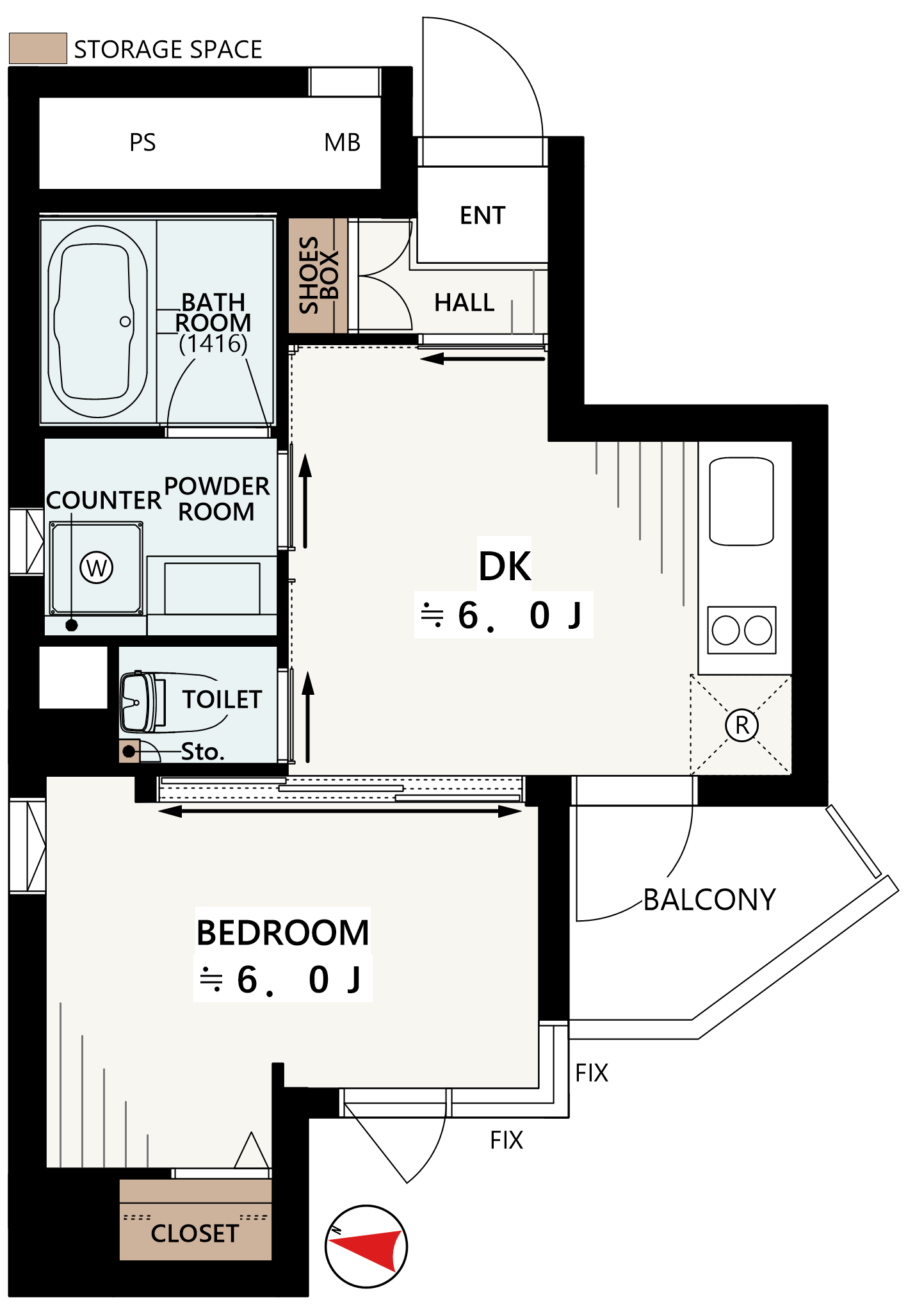 エクセル中目黒902の間取図|1DK・32.68㎡|中目黒駅徒歩3分